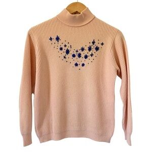 Vintage 60s‎ Pringle Of Scotland Cashmere Sweater Pale Pink Knit Womens Small